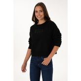 Kadın Siyah Bisiklet Yaka Basic Sweatshirt