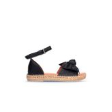 Kadın Siyah Deri Espadril Sandalet