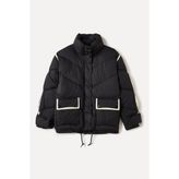 Kadın Siyah Dik Yaka Puffer Mont