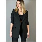 Kadın Siyah Düğmeli Blazer Ceket - XL