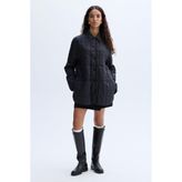 Kadın Siyah Kapitoneli Puffer Mont
