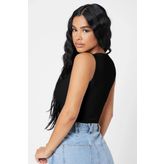 Kadın Siyah Kare Yaka Crop Top Bluz