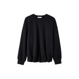 Kadın Siyah Modal Karışımlı Bisiklet Yaka Oversize Sweatshirt