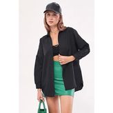 Kadın Siyah Oversize Uzun Basic Gömlek ARM-22Y001118