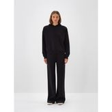 Kadın Siyah Pamuk Dokulu Oversize Sweatshirt