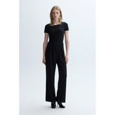 Kadın Siyah Wide Leg Pileli Pantolon