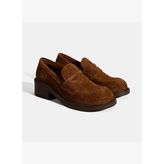 Kadın Taba Topuklu Süet Loafer