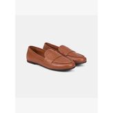 Kadın Taba Yuvarlak Burunlu Deri Loafer