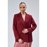 Kadın Taş Işlemeli Regular Vatkalı Blazer Ceket - Bordo
