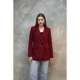 Kadın Tek Düğmeli Blazer Ceket - Bordo - 36