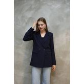 Kadın Tek Düğmeli Blazer Ceket - Lacivert - 38