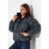 Kadın Yaka Kürklü Oversize Mont - Gri