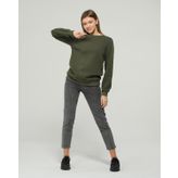 Kadın Yeşil Bisiklet Yaka Sweatshirt