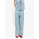 Kadın%100 Pamuklu Geniş Paça Denim Pantolon