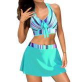 Kadınlar için iki parçalı mayo, seksi, etekli mayo, 2 parça, mayo, renk bloğu, bikini, tıraş makinesi
