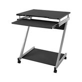 Kadıoğlu Ticaret Çalışma Masası, 2'si Frenli Toplam 4 Tekerlekli Bilgisayar Masası, Pc Masası, Pürüzsüz Klavye Çekmecesi, Kolay Montaj, Yerden Tasarruflu Z-Şekilli Pc Masası, Siyah, LCD811B - Renkli - 10 cm