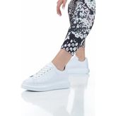 KAFKASLAR AYAKKABI Ortopedik Bayan Düz Beyaz Kalın Taban Sneakers Spor Ayakkabı - Beyaz-610