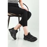KAFKASLAR AYAKKABI Ortopedik Kalın Taban Düz Renk Bayan Sneakers Spor Ayakkabı - 010-Siyah