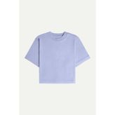 KAFT Mor Kadın Flat Cut Crop Basic Tişört - %100 Pamuk | (Flat Cut - Jellyfish)