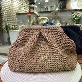 Kağıt İp Pileli Burslu Clutch Çanta