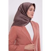 Kahve Petek Desen Monogram İpek Eşarp