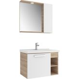 Kale Mare 80 cm Beyaz-Meşe Banyo Dolabı Takımı