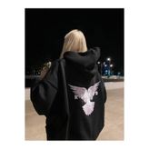 Kalic Studio Reload sırt baskılı kadın oversize sweatshirt siyah