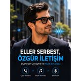 Kaliteyi Bul Kontrollü Siyah Kameralı Akıllı Gözlük Bluetooth Telefon Görüşmeli Video - Çok Renkli