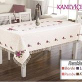 KANAVİÇE BASKILI GÜPÜRLÜ MASA ÖRTÜSÜ
