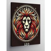 Kanvas Tablo Aslan ve "Leo" Burcu Simgesi