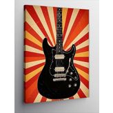 Kanvas Tablo Kırmızı ve Siyah Gitar, 70 x 100
