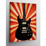 Kanvas Tablo Kırmızı ve Siyah Gitar