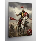 Kanvas Tablo Savaşçı Ve Türk Bayrağı