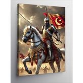 Kanvas Tablo Türk Bayrağı Ve Şövalye