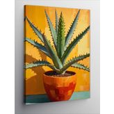 Kanvas Tablo Turuncu Saksıda Aloe Vera