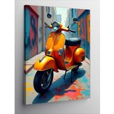 Kanvas Tablo Turuncu Vespa Çizimi