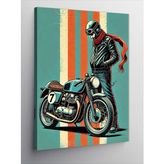 Kanvas Tablo Vintage Motorcu Ve Bisiklet