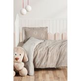 Kanz Bebek Nevresim Takımı 3 Parça 100x150 cm%100 Pamuk Jakarlı Müslin Kahverengi Ayıcık Desenli