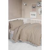 Kanz Bebek Nevresim Takımı 4 Parça 100x150 cm%100 Pamuk Müslin Bej Fırfırlı