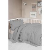 Kanz Bebek Nevresim Takımı 4 Parça 100x150 cm%100 Pamuk Müslin Gri Fırfırlı