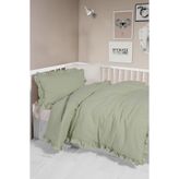 Kanz Bebek Nevresim Takımı 4 Parça 100x150 cm%100 Pamuk Müslin Haki Fırfırlı