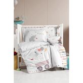 Kanz Bebek Nevresim Takımı Ranforce 4 Parça 100x150 cm Fil ve Balon Desenli%100 Pamuk