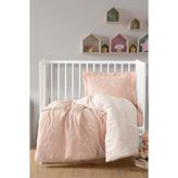 Kanz%100 Pamuk Jakarlı Müslin Bebek Nevresim Takımı 3 Parça 100x150 cm Pudra Ayıcıklı