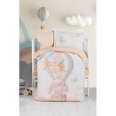 Kanz%100 Pamuk Ranforce Bebek Nevresim Takımı 4 Parça 100x150 cm Uçan Tavşan Desenli