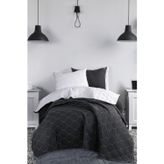 Kapitone Yatak Örtüsü Seti Tek Kişilik Solid Siyah-Gri