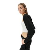 Kapüşonlu Crop Hırka Uzun Kollu