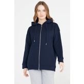 Kapüşonlu Fermuarlı Sweatshirt - Lacivert