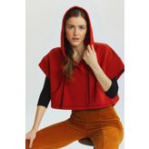 Kapüşonlu Pamuklu Crop Sweatshirt Turuncu