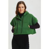 Kapüşonlu Pamuklu Crop Sweatshirt Yeşil