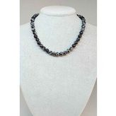 Kar Tanesi Obsidyen Taşı Kolye 8mm (Klipsli)